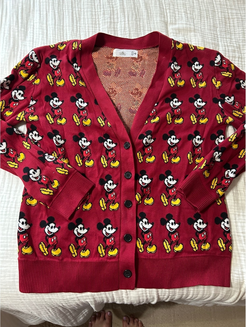 Disney Red Mickey Mouse Cardigan Sweater
